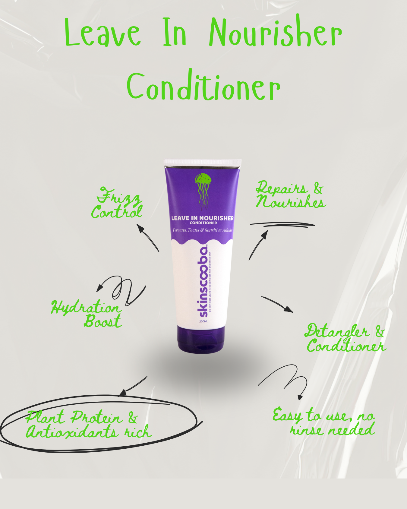 Skinscooba Leave In Nourisher Conditioner, Made for Tweens & Teens