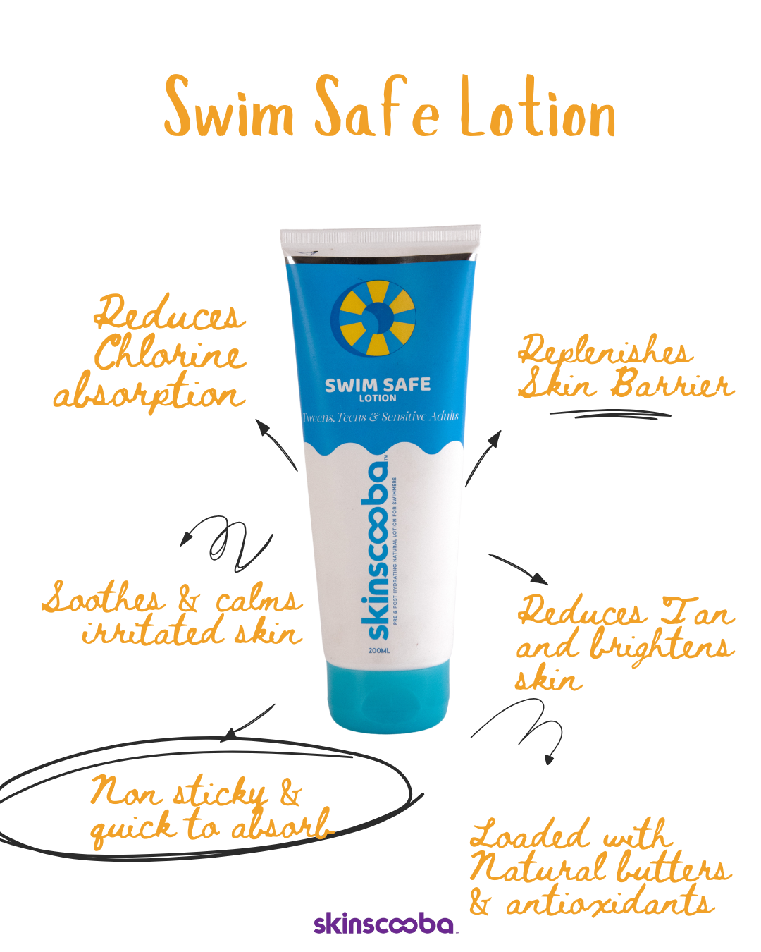 Skinscooba Swim Safe Lotion, Made for Tweens & Teens
